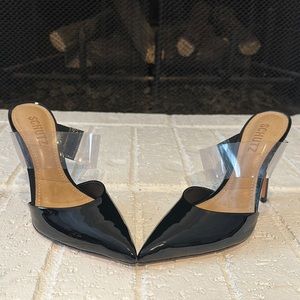 Sionne clear strap pointed toe mule